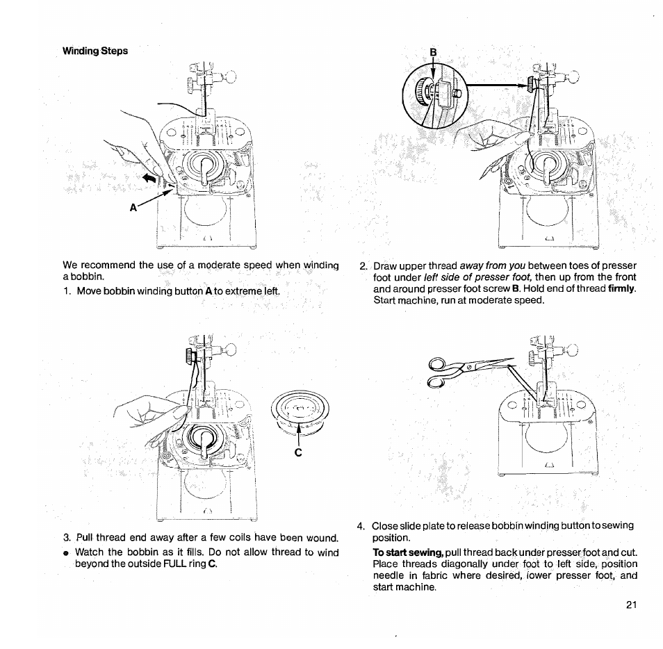 Winding steps | SINGER 1050 User Manual | Page 22 / 85