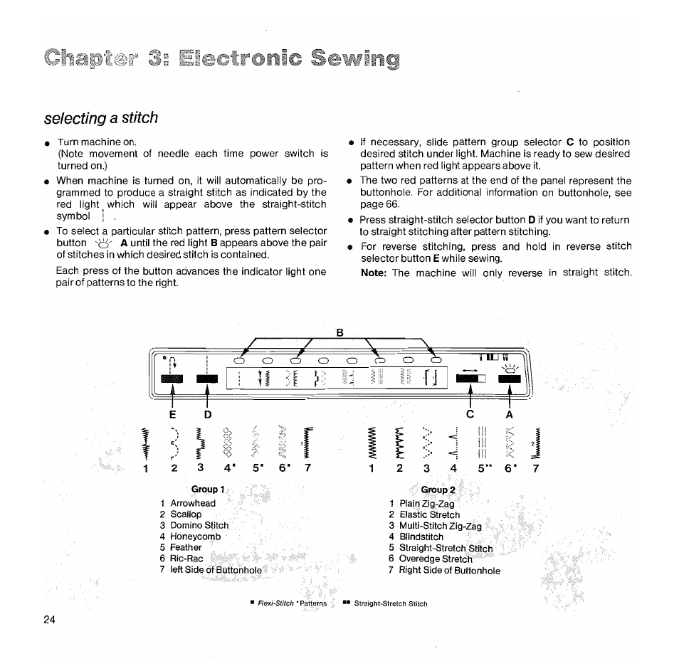 Selecting a stitch, Ei seljimg | SINGER 1050 User Manual | Page 25 / 85