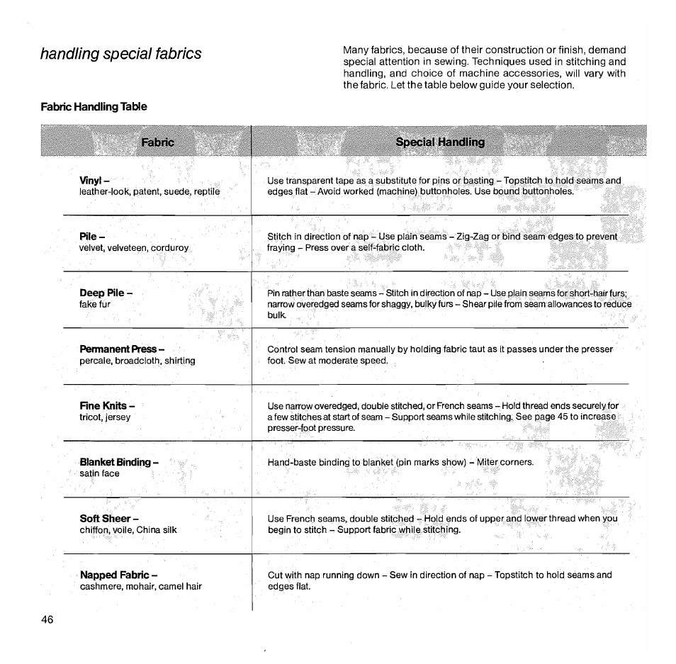 Handling special fabrics | SINGER 1050 User Manual | Page 47 / 85
