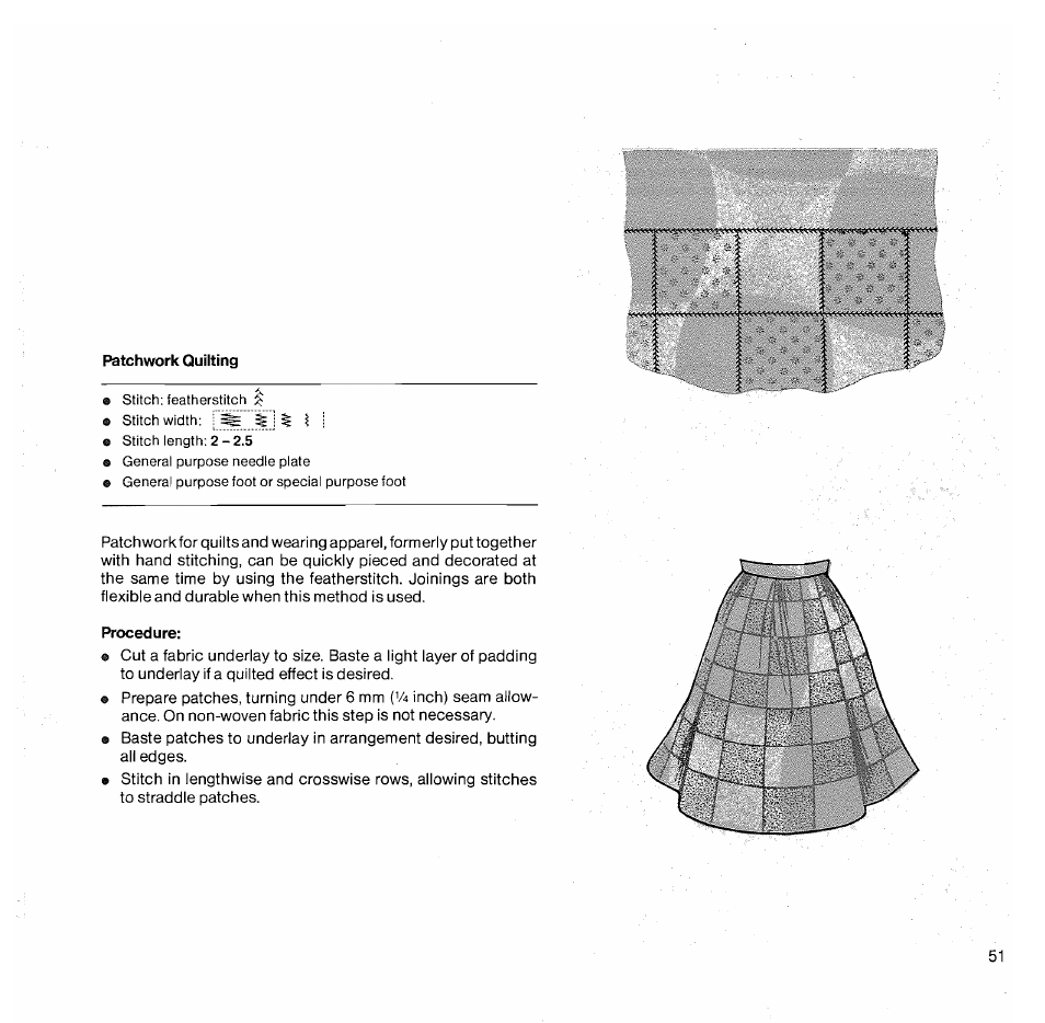 Patchwork quilting | SINGER 1050 User Manual | Page 52 / 85