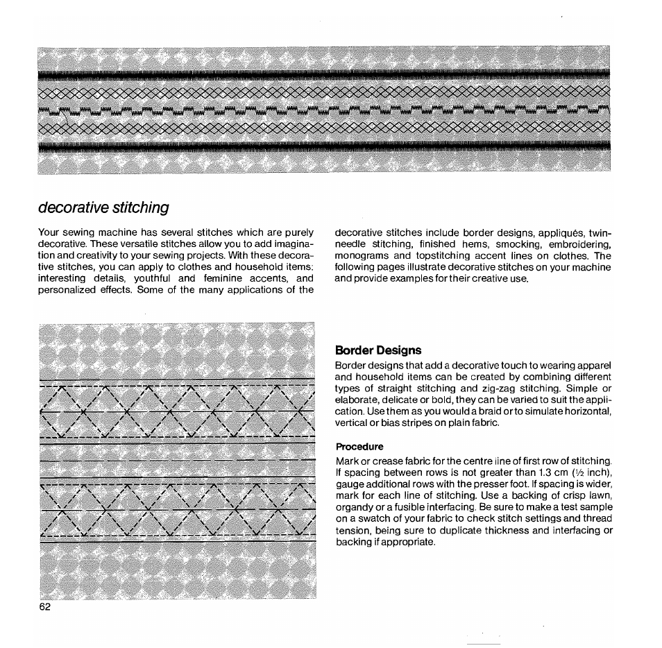 Decorative stitching, Border designs | SINGER 1050 User Manual | Page 63 / 85