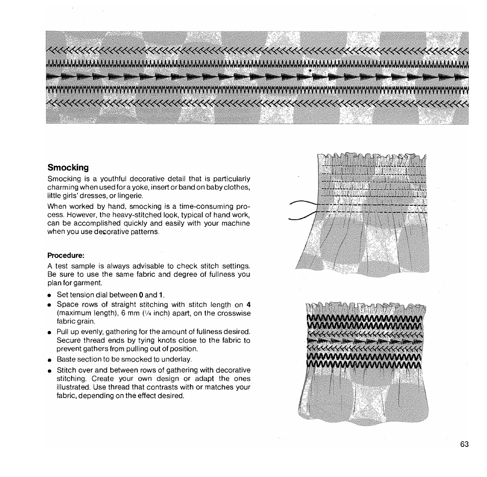 Smocking, Procedure | SINGER 1050 User Manual | Page 64 / 85