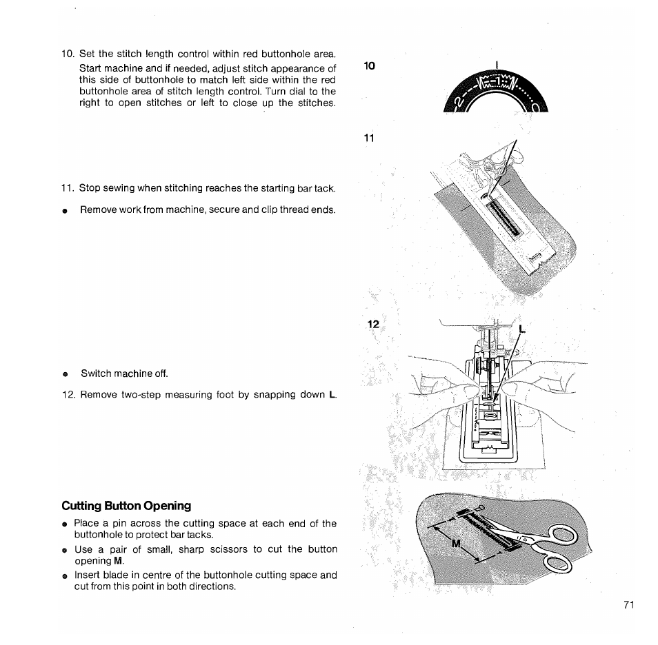 Cutting button opening | SINGER 1050 User Manual | Page 72 / 85