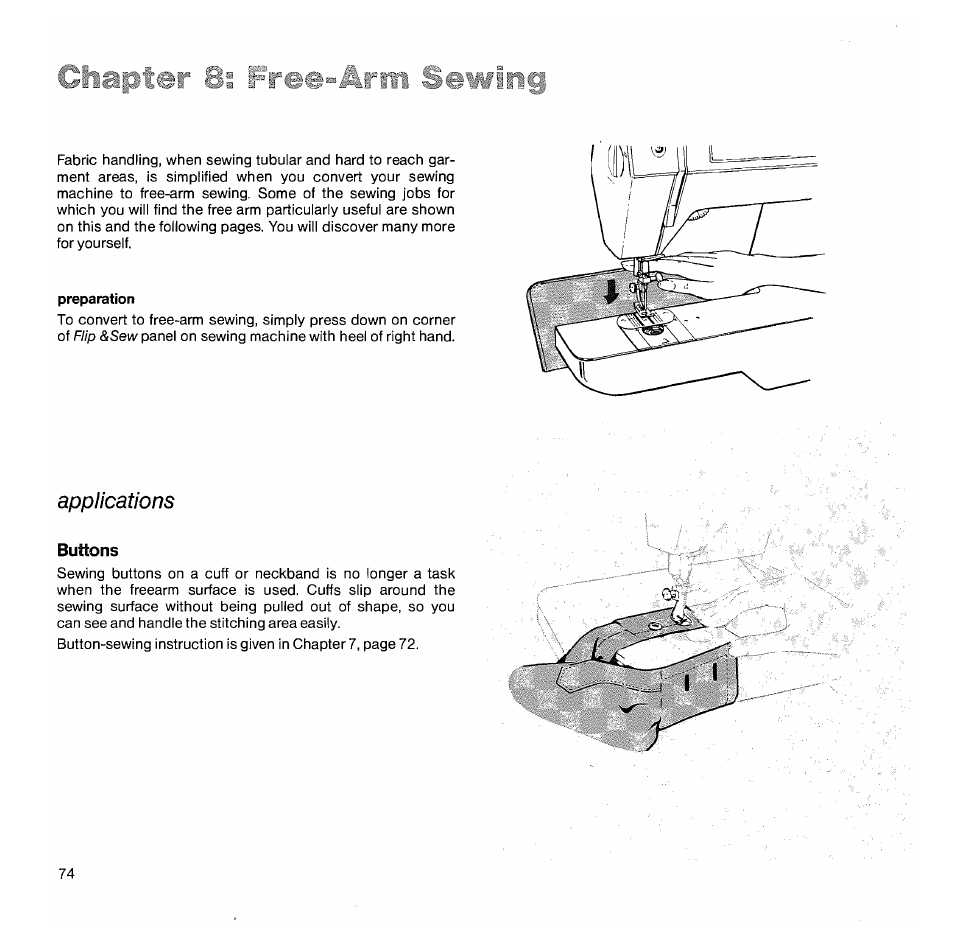 Preparation, Applications, Buttons | SINGER 1050 User Manual | Page 75 / 85