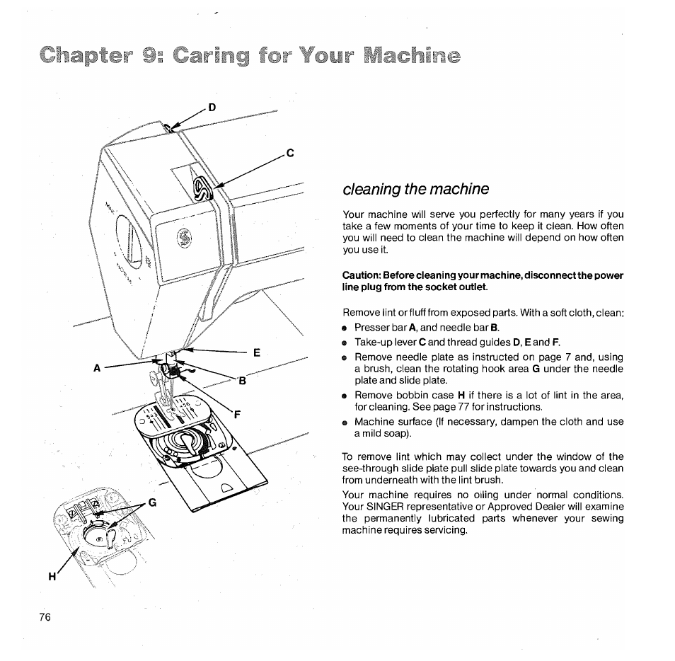 Cleaning the machine, I's cvirll 9 /jr 1 jlir 1 | SINGER 1050 User Manual | Page 77 / 85