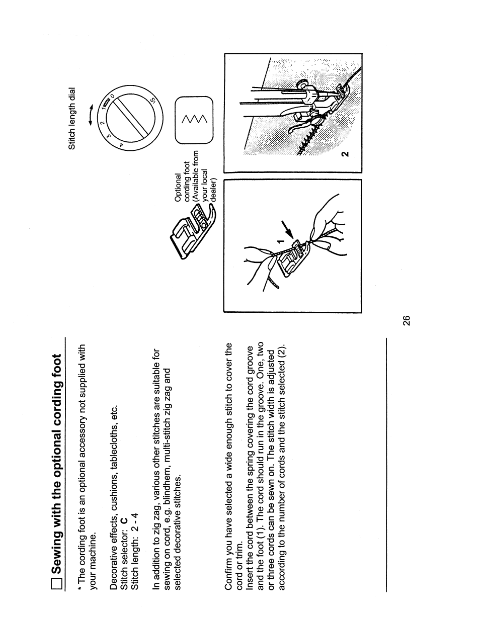 Sewing with the optional cording foot | SINGER 1116 User Manual | Page 29 / 41