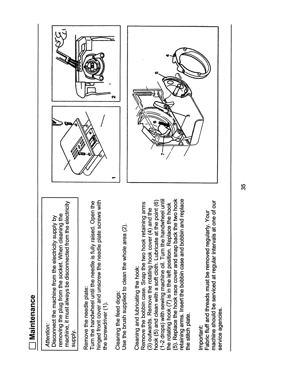 Maintenance | SINGER 1116 User Manual | Page 38 / 41