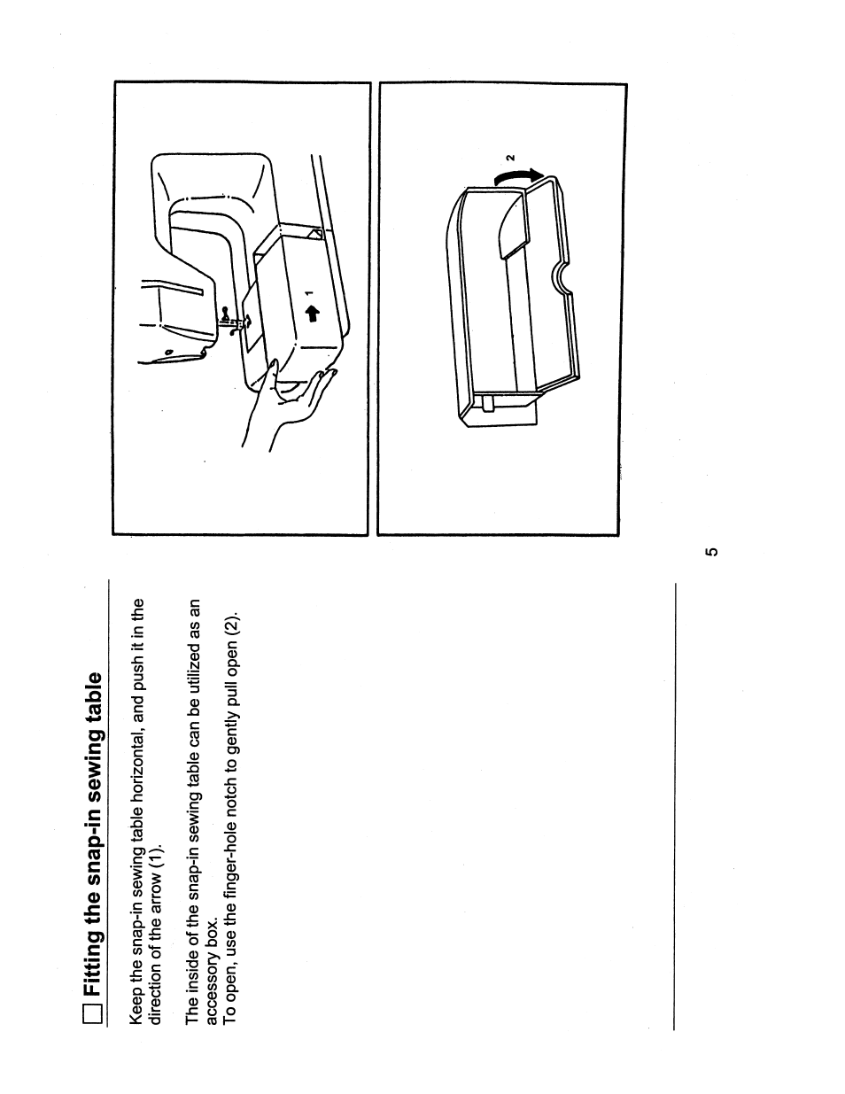 Fitting the snap-in sewing table | SINGER 1116 User Manual | Page 8 / 41