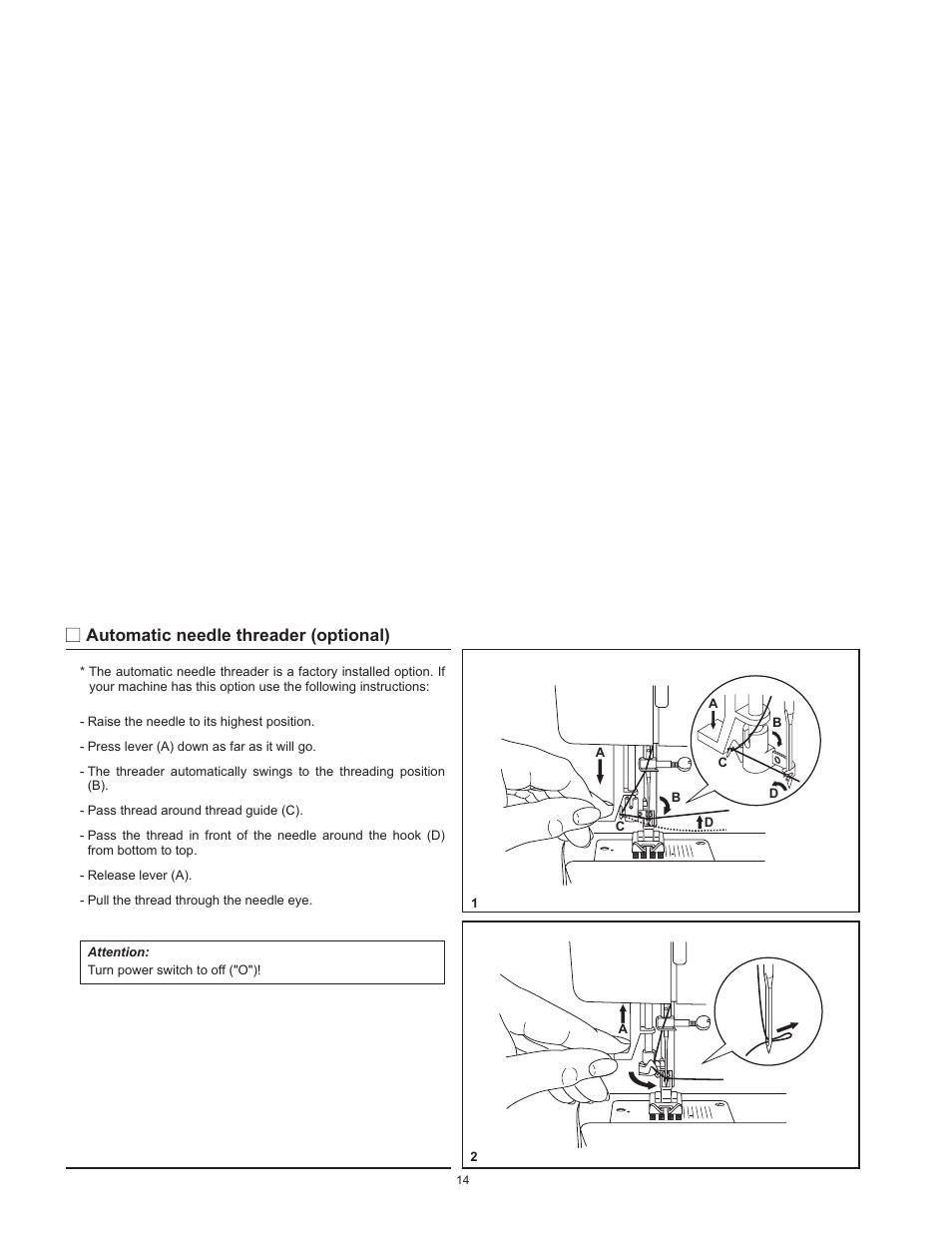 Automatic needle threader (optional) | SINGER 1120 User Manual | Page 17 / 38