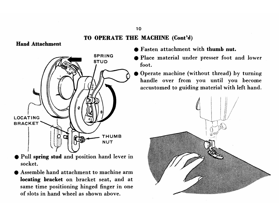 Hand attachment | SINGER 115 User Manual | Page 12 / 56