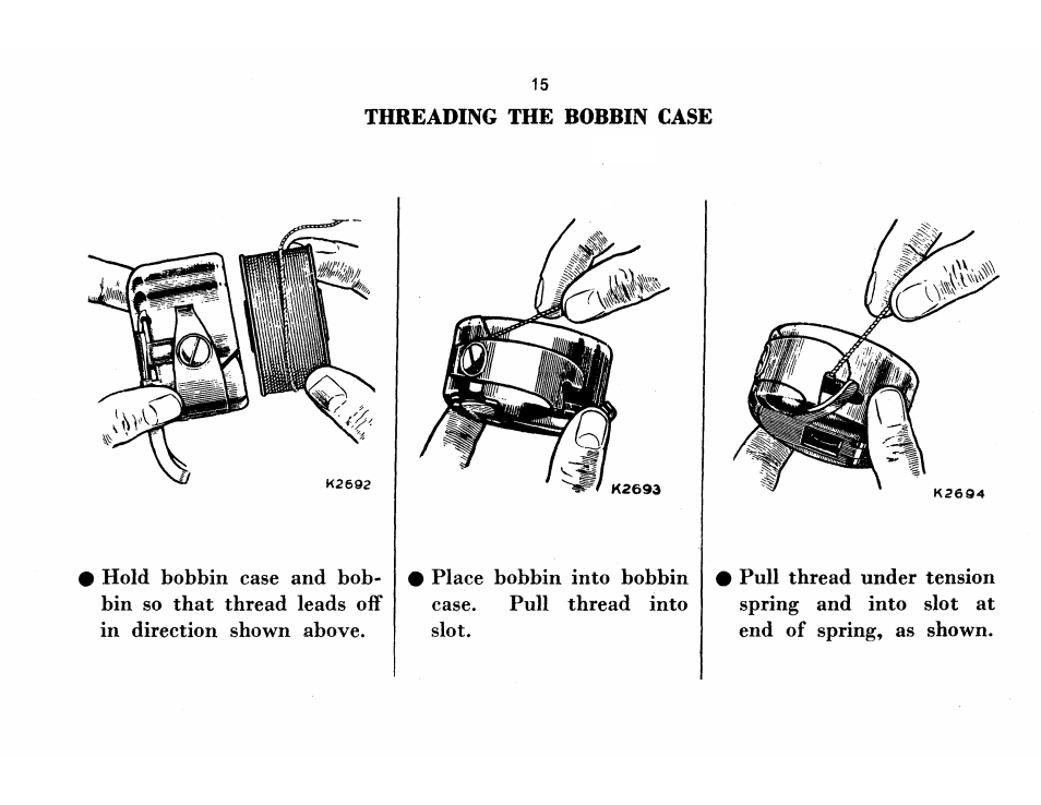 Threading the bobbin case | SINGER 115 User Manual | Page 17 / 56