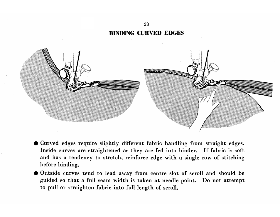Binding curved edges | SINGER 115 User Manual | Page 35 / 56