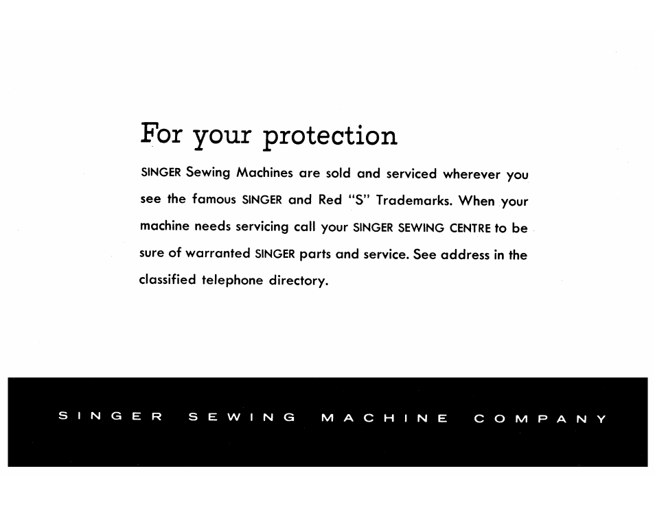 For your protection | SINGER 115 User Manual | Page 56 / 56