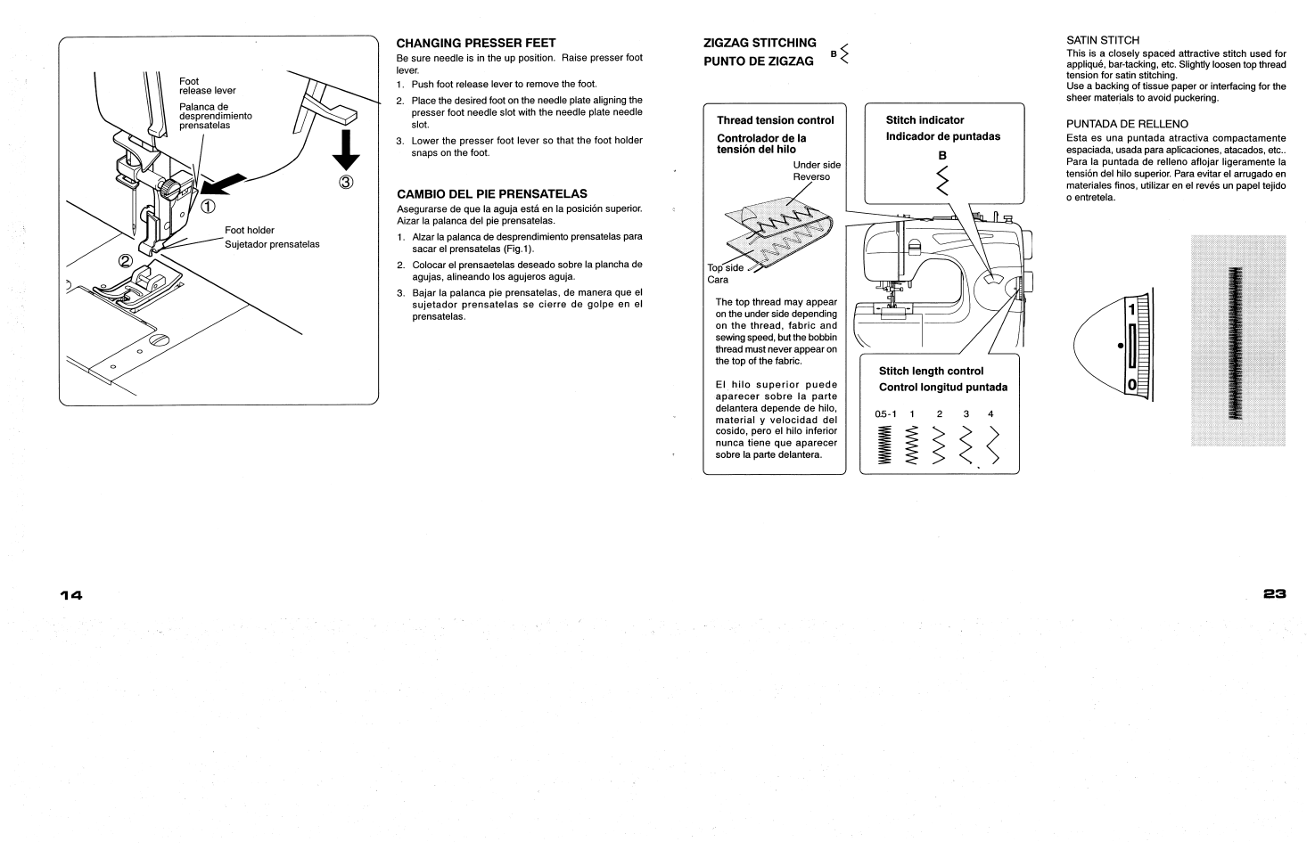 Zigzag stitching punto de zigzag | SINGER 117 FEATHERWEIGHT II User Manual | Page 25 / 40