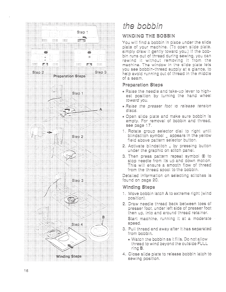 Wmmuq the bobbiu, Preparation steps, Winding steps | SINGER 1200 Athena User Manual | Page 18 / 90