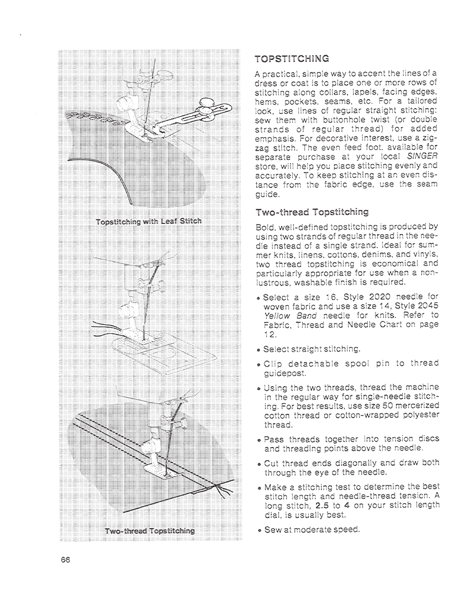 Topstitching, Two-thread topstitcnfig | SINGER 1200 Athena User Manual | Page 68 / 90