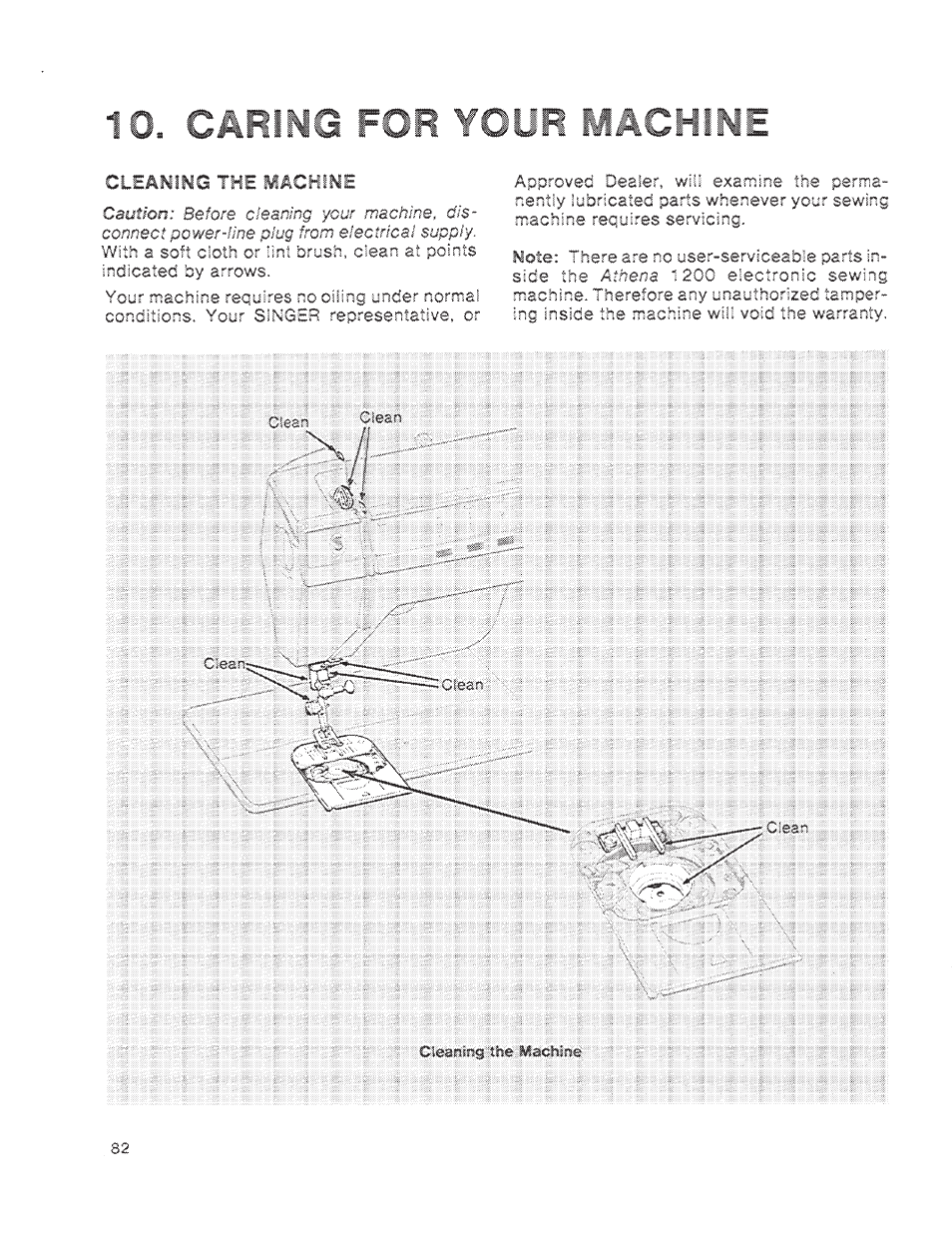 T!| olei, Caring for your machine | SINGER 1200 Athena User Manual | Page 84 / 90