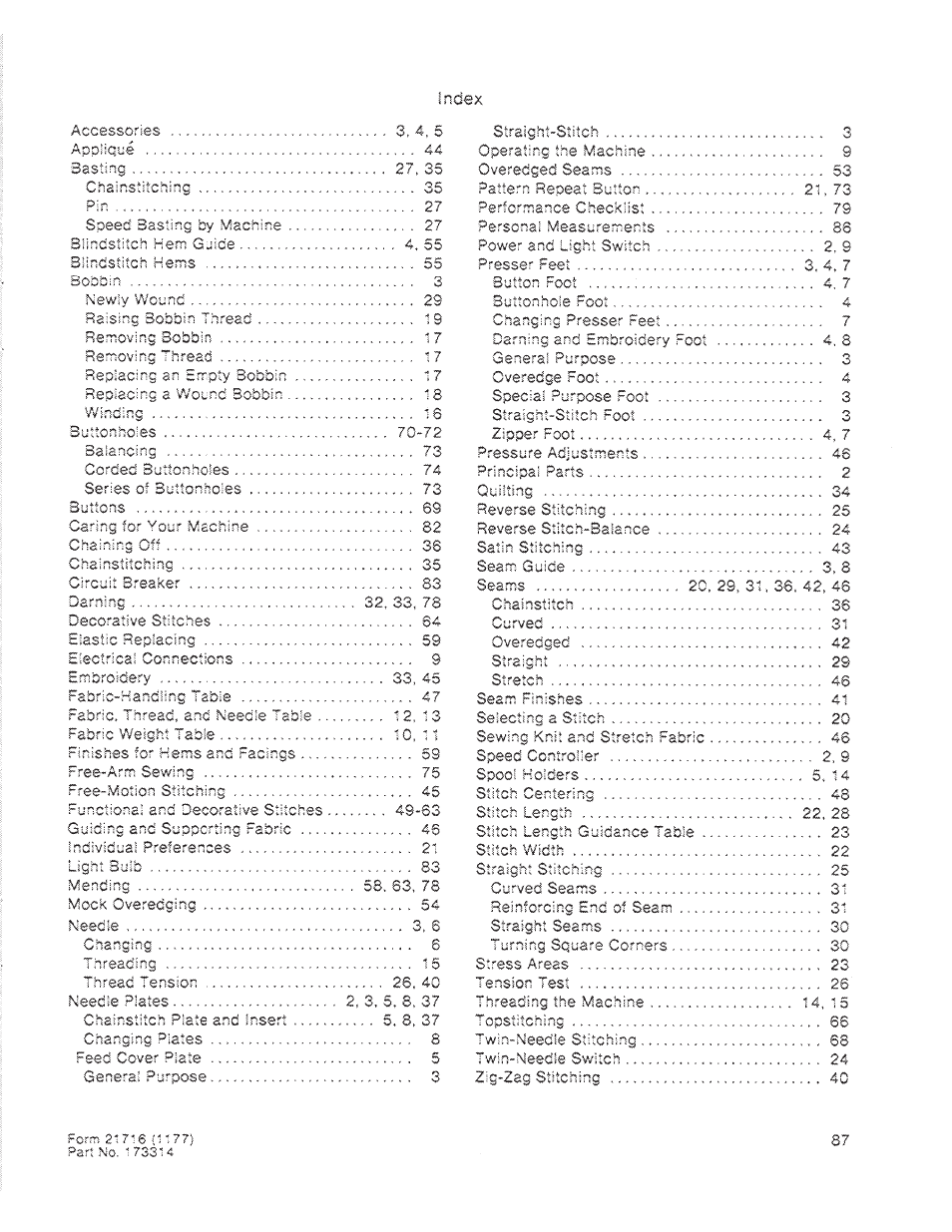 SINGER 1200 Athena User Manual | Page 89 / 90