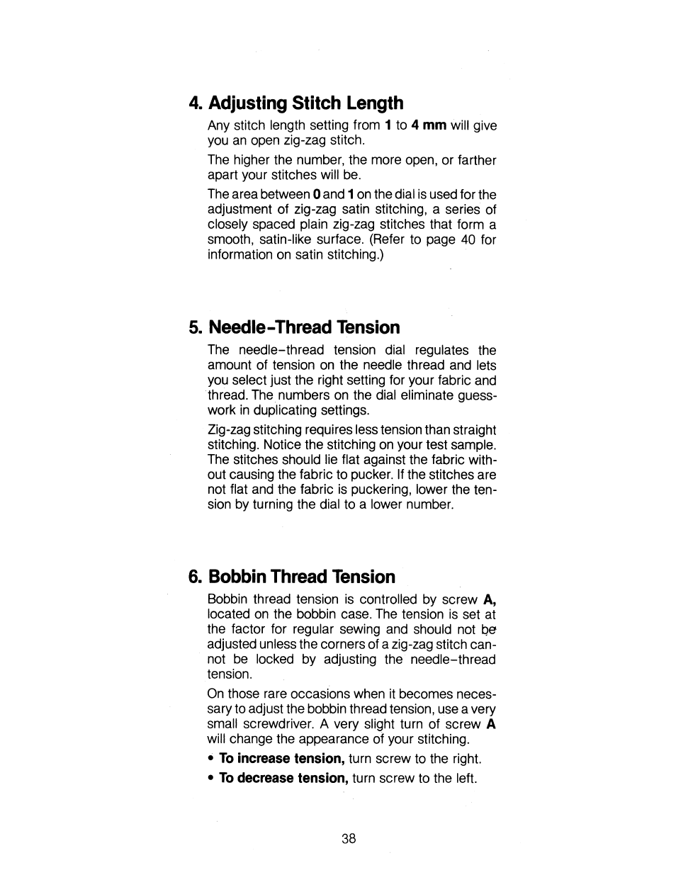 Adjusting stitch length, Needle-thread tension, Bobbin thread tension | SINGER 1263 User Manual | Page 39 / 73