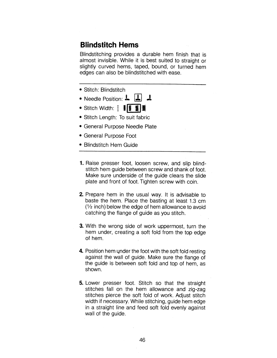 Blindstitch hems | SINGER 1263 User Manual | Page 47 / 73