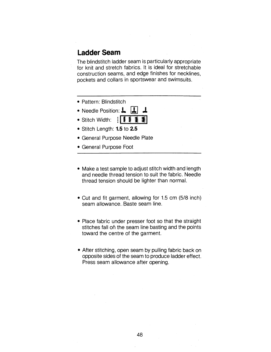 Ladder seam, Xi «1 | SINGER 1263 User Manual | Page 49 / 73