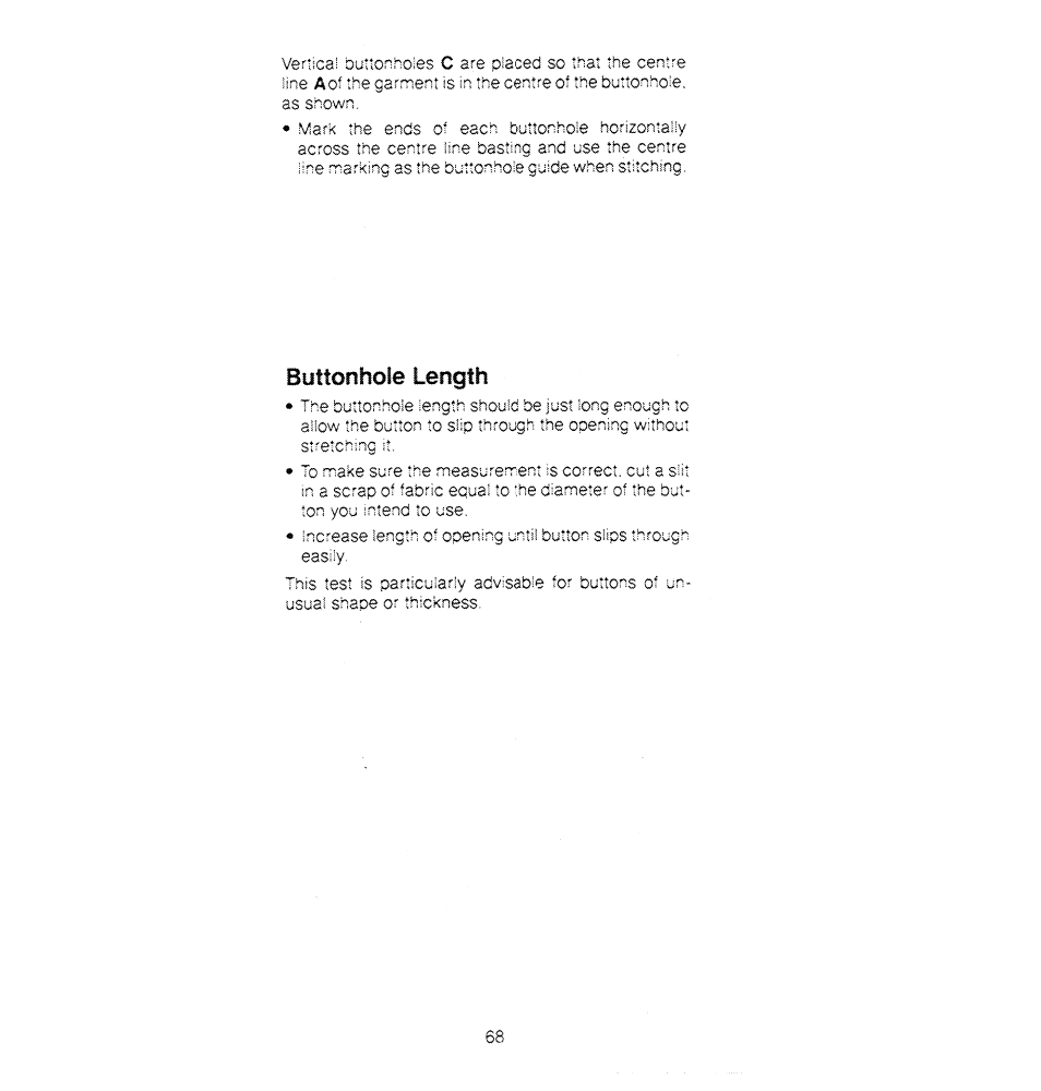 Buttonhote length | SINGER 1280 User Manual | Page 69 / 89