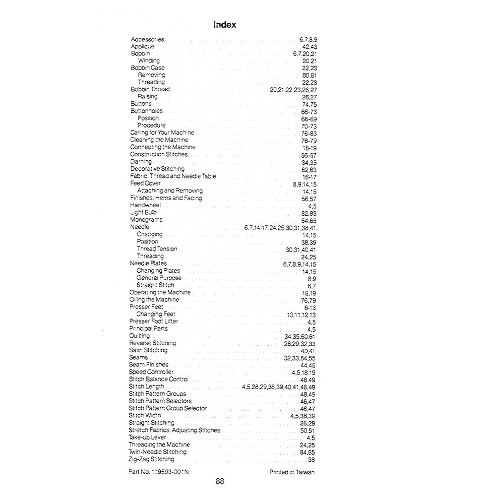 SINGER 1280 User Manual | Page 89 / 89