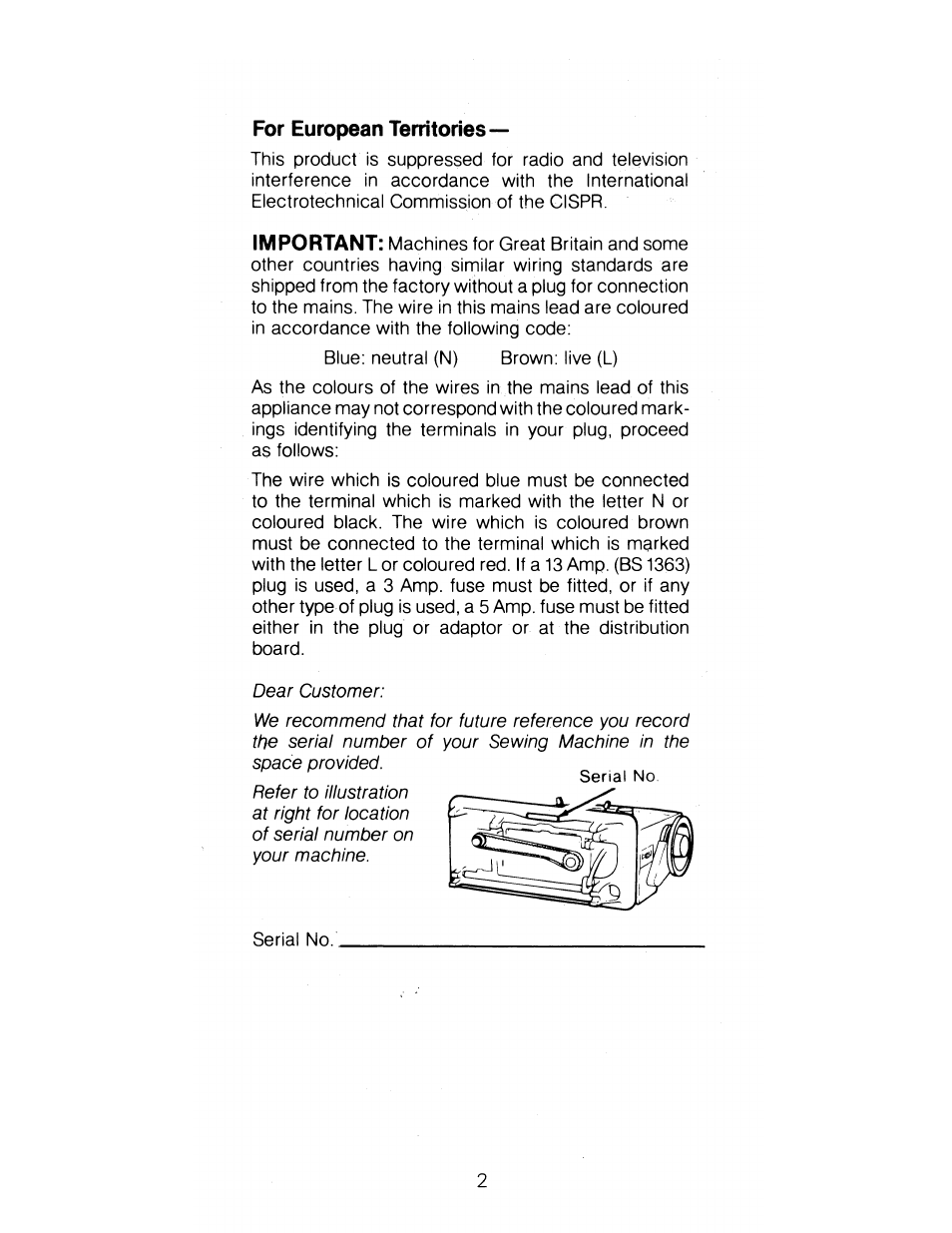 For european territories | SINGER 1288 User Manual | Page 3 / 89