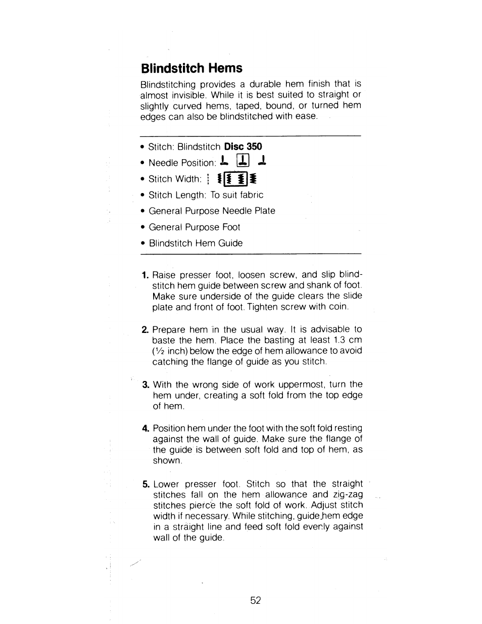 Blindstitch hems | SINGER 1288 User Manual | Page 53 / 89