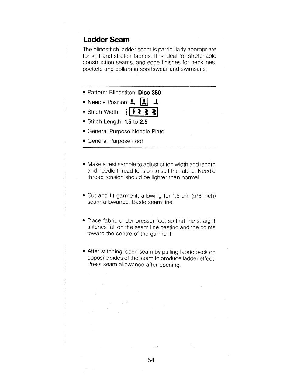 Ladder seam, 1» . jl | SINGER 1288 User Manual | Page 55 / 89