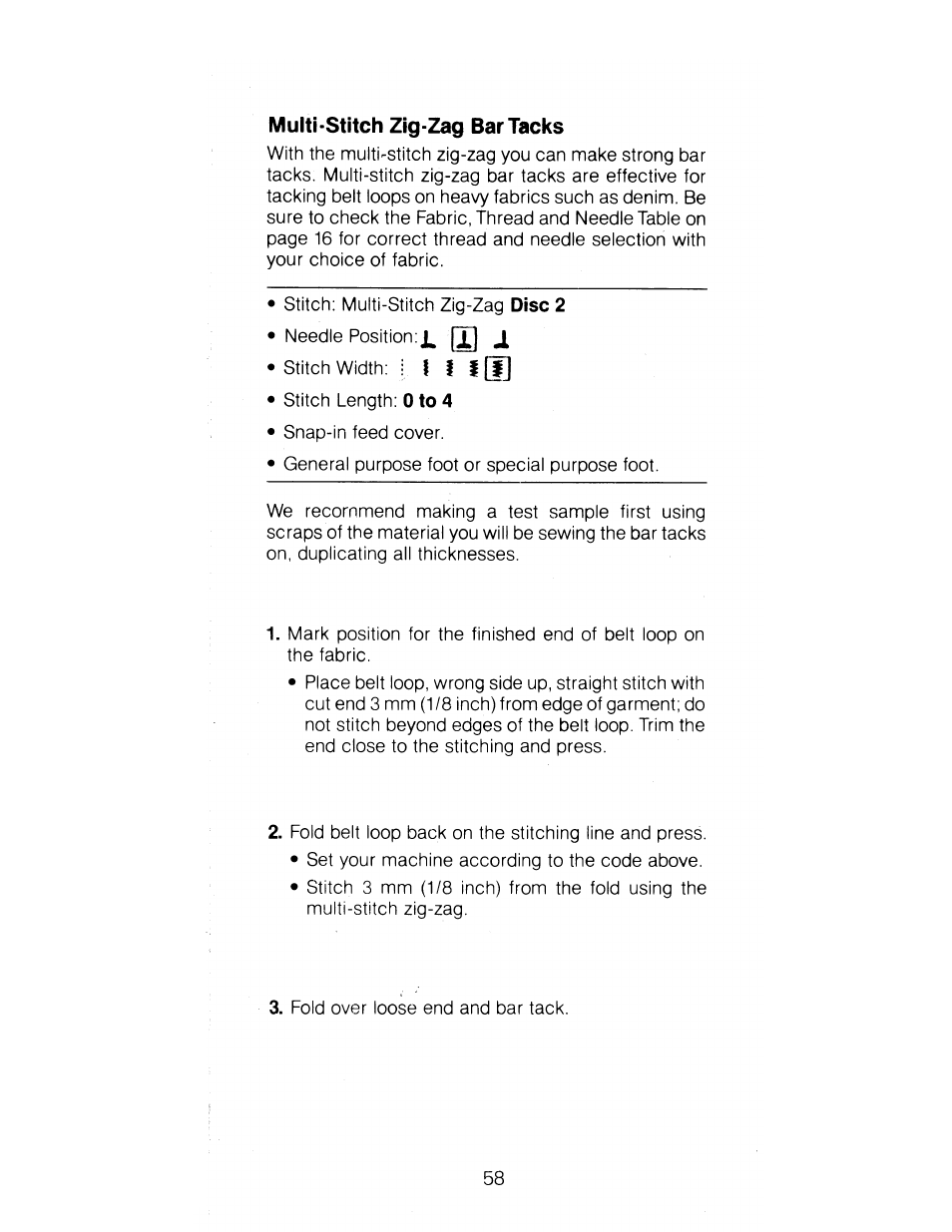 Multi-stitch zig-zag bar tacks | SINGER 1288 User Manual | Page 59 / 89