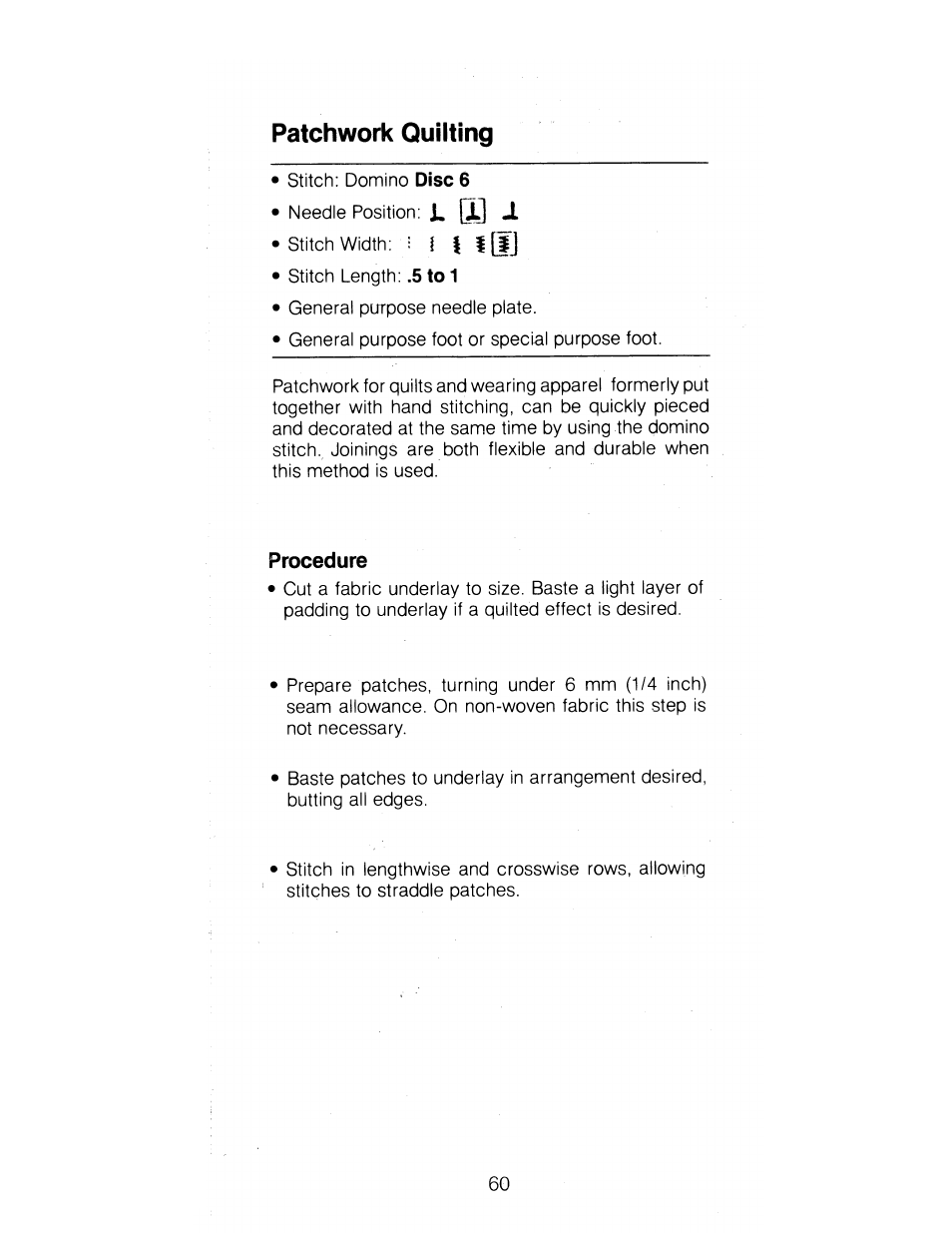 Patchwork quilting | SINGER 1288 User Manual | Page 61 / 89