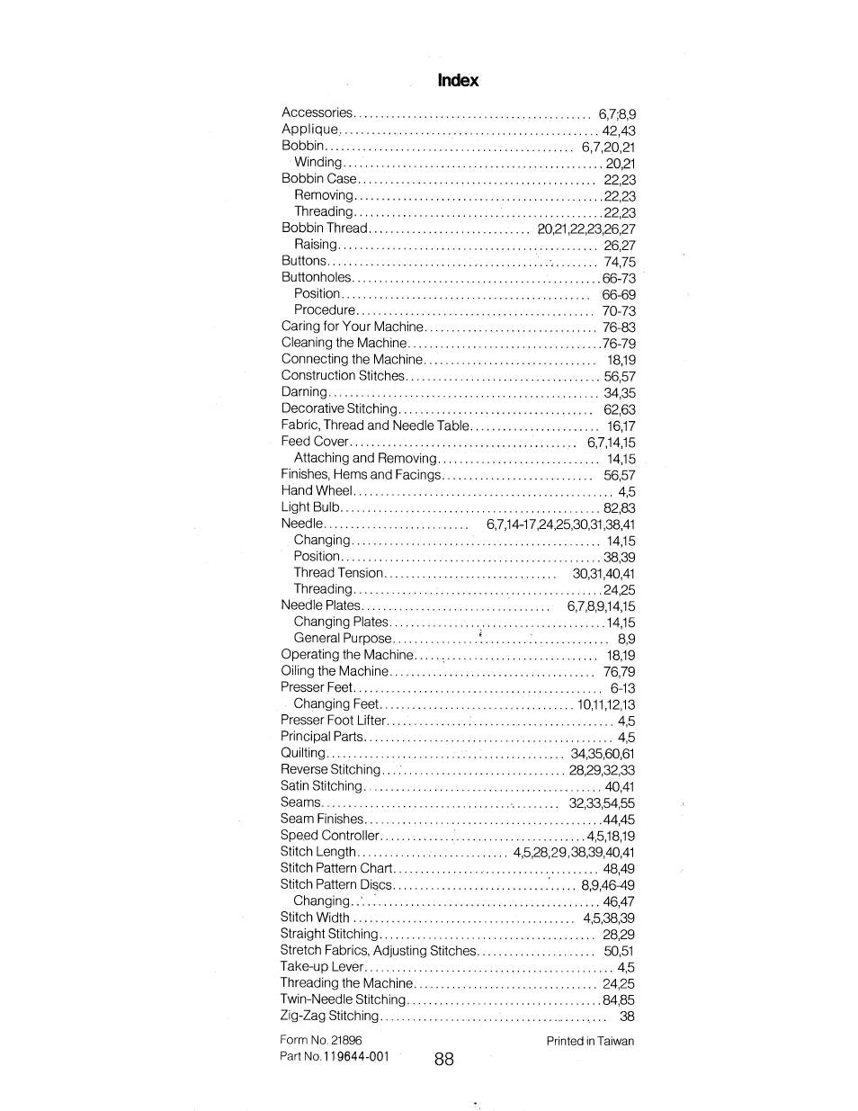 SINGER 1288 User Manual | Page 89 / 89