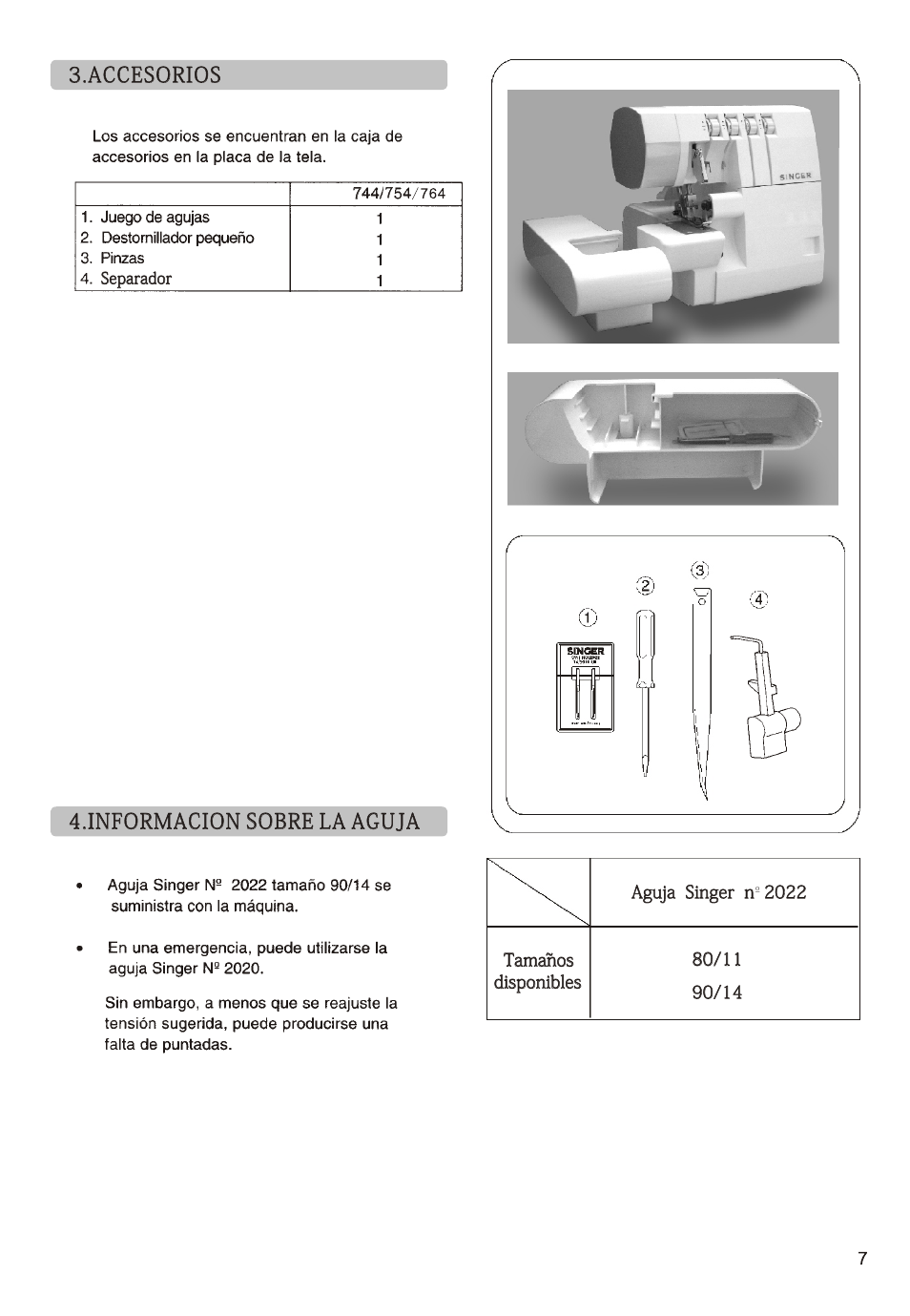 Acces0ri0s, Informacion sobre la aguja | SINGER 14ET754 User Manual | Page 113 / 158