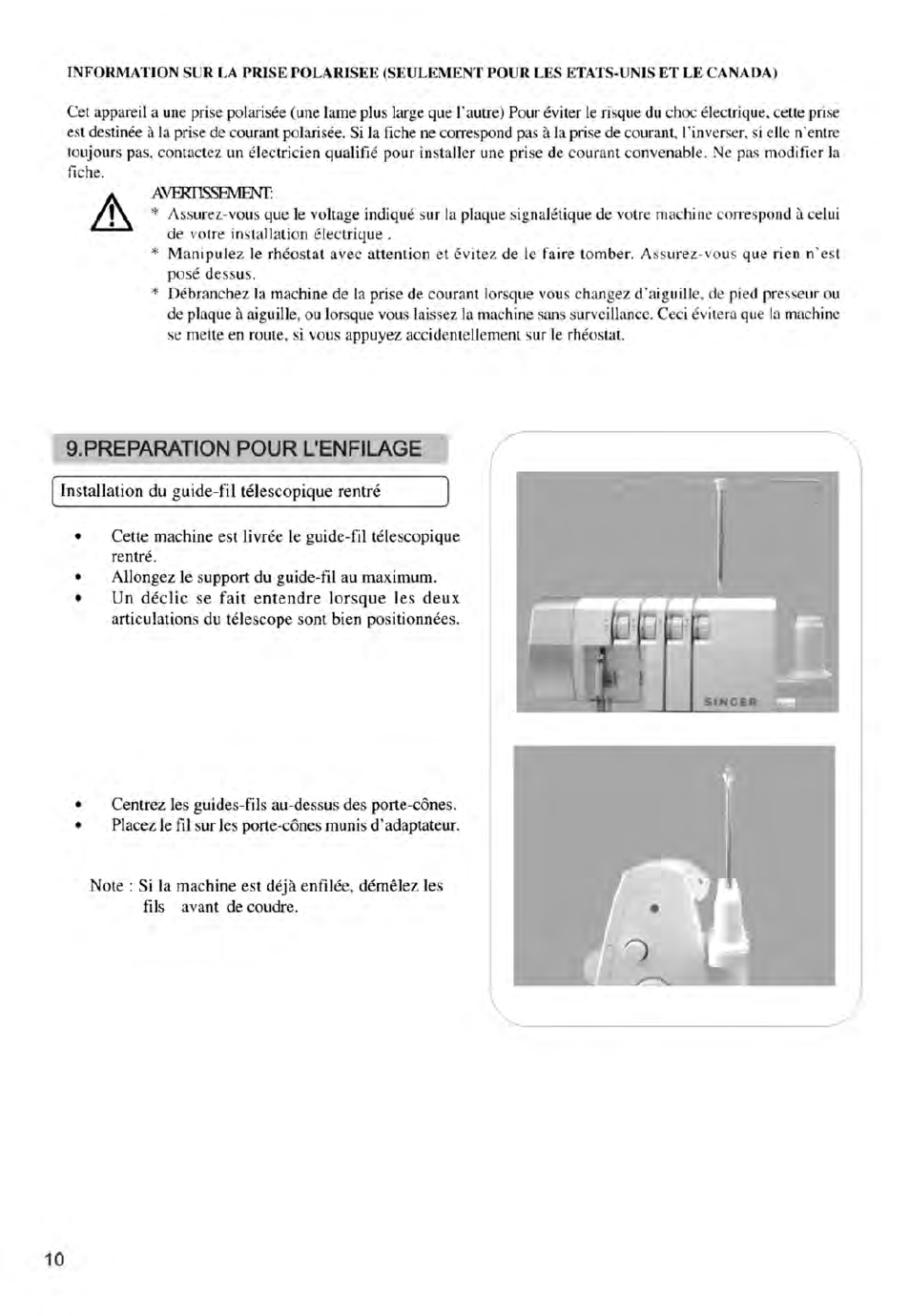 Preparation pour l'enfilage, Préparation pour l’enfilage | SINGER 14ET754 User Manual | Page 116 / 158