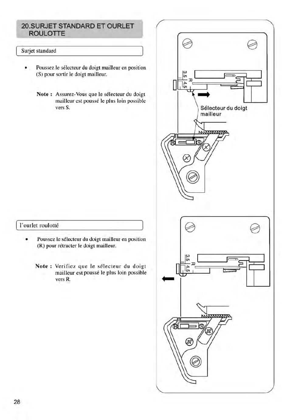 Surjet standard et ourlet roulotte, 20 suijet standard et ourlet roulotté | SINGER 14ET754 User Manual | Page 134 / 158