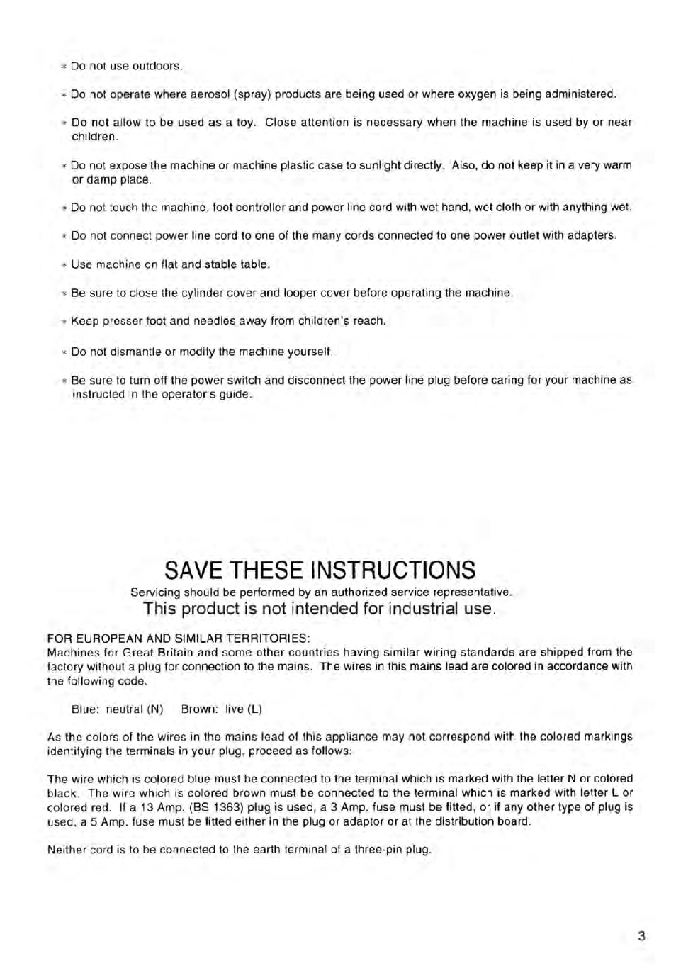 This product is not intended for industrial use, Save these instructions | SINGER 14ET754 User Manual | Page 5 / 158