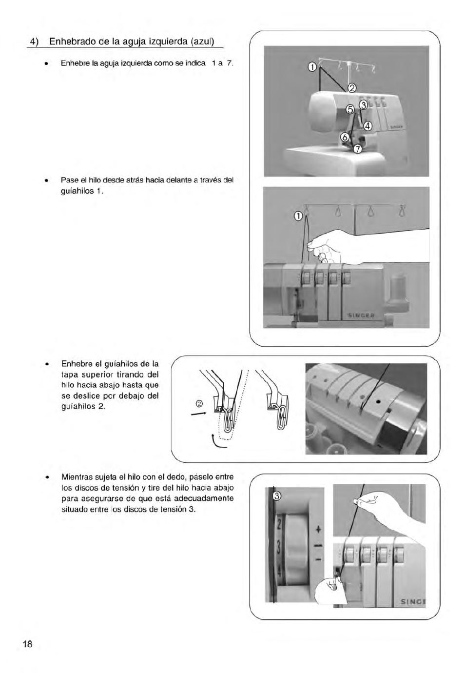 4) enhebrado de la aguja izquierda (azul) | SINGER 14ET754 User Manual | Page 72 / 158