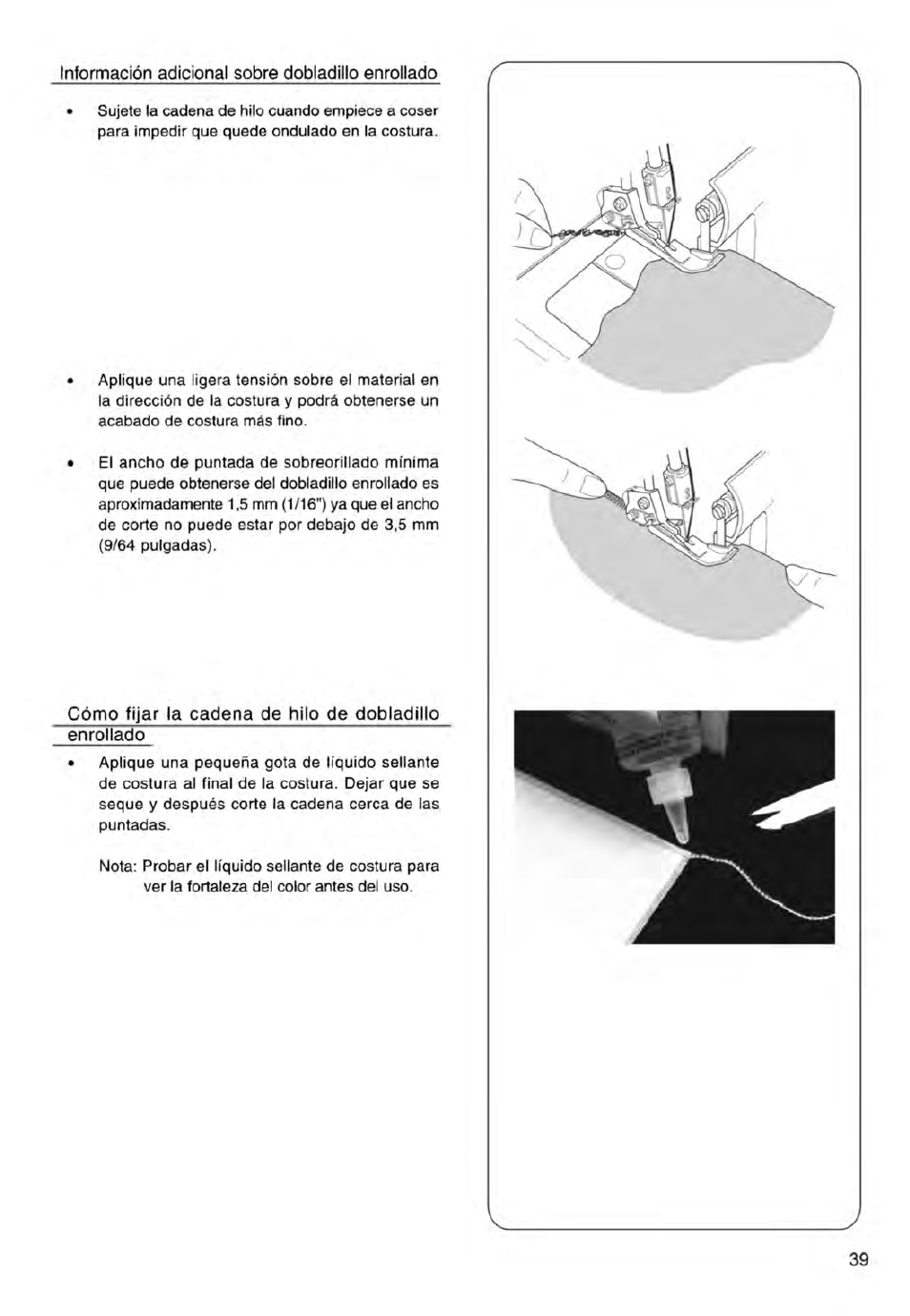 Información adicional sobre dobladillo enrollado | SINGER 14ET754 User Manual | Page 93 / 158