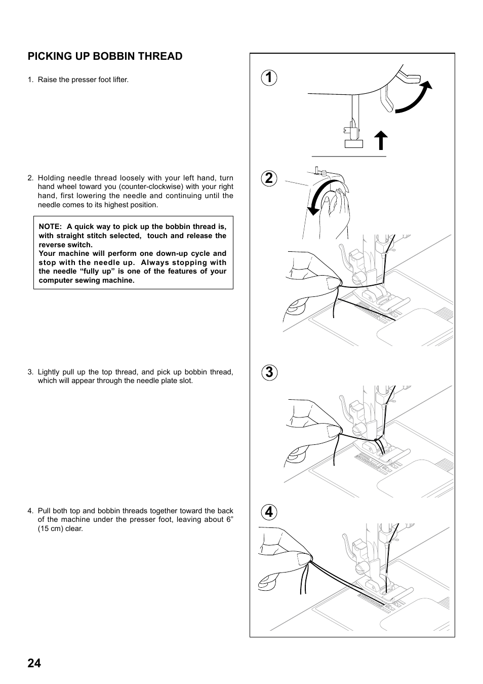 Picking up bobbin thread | SINGER 7258 STYLIST Instruction Manual User Manual | Page 24 / 84
