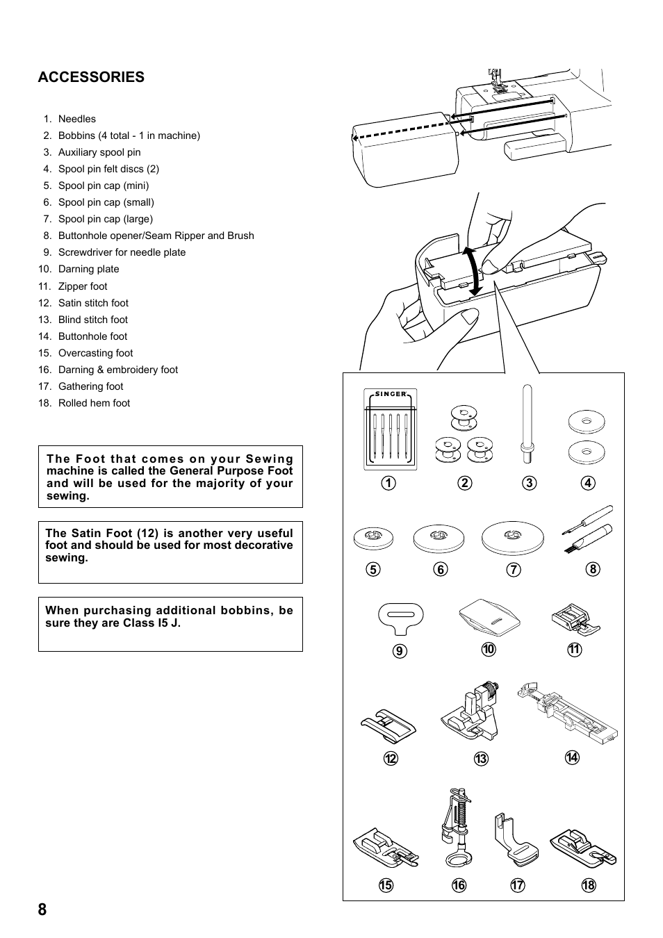 Accessories | SINGER 7258 STYLIST Instruction Manual User Manual | Page 8 / 84