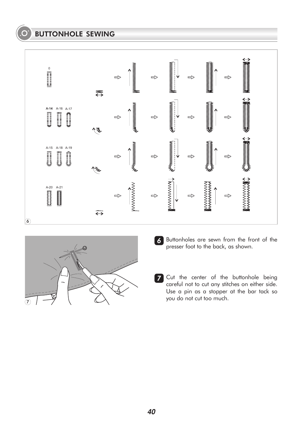 Buttonhole sewing | SINGER 9100 User Manual | Page 45 / 84