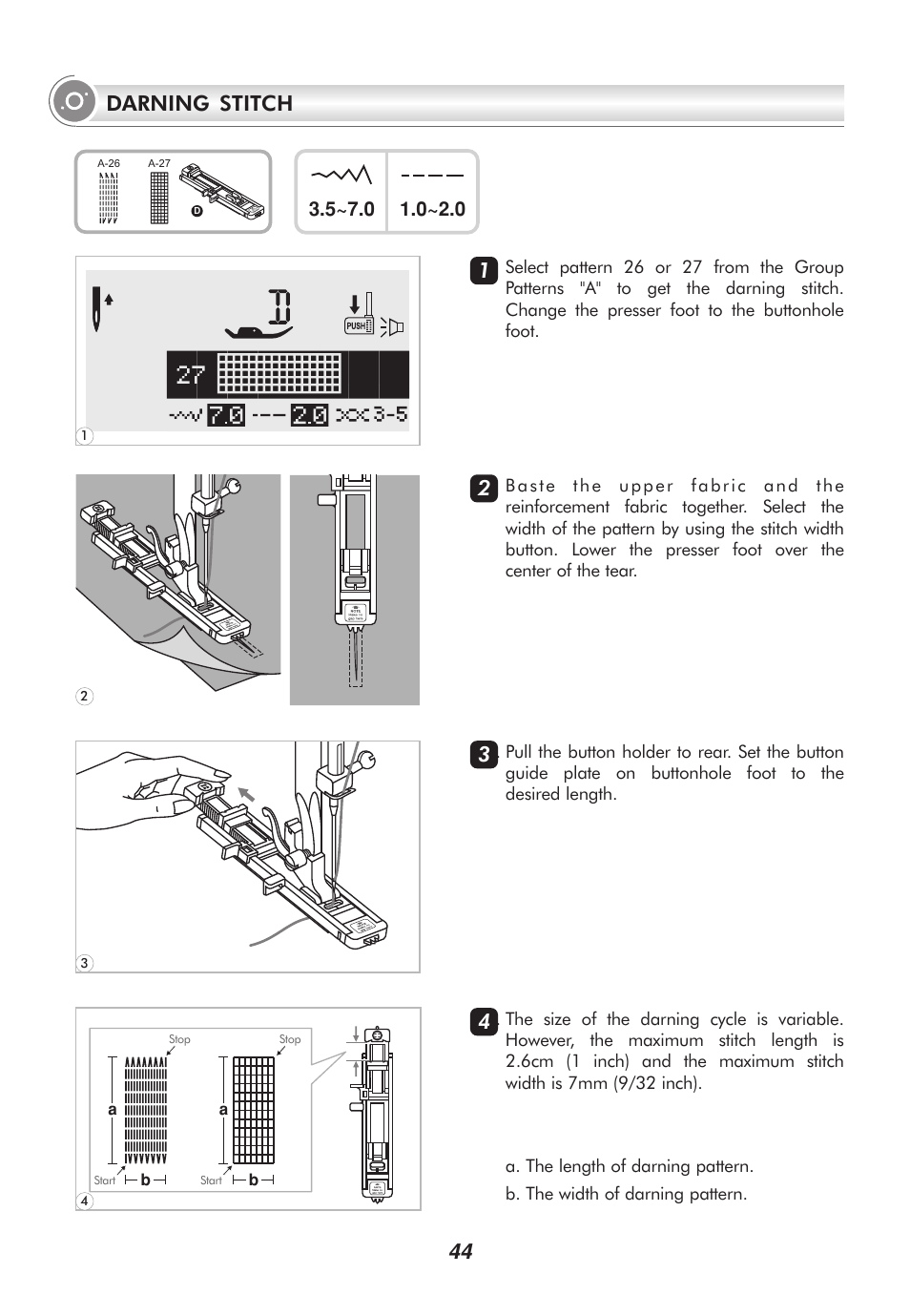44 darning stitch | SINGER 9100 User Manual | Page 49 / 84