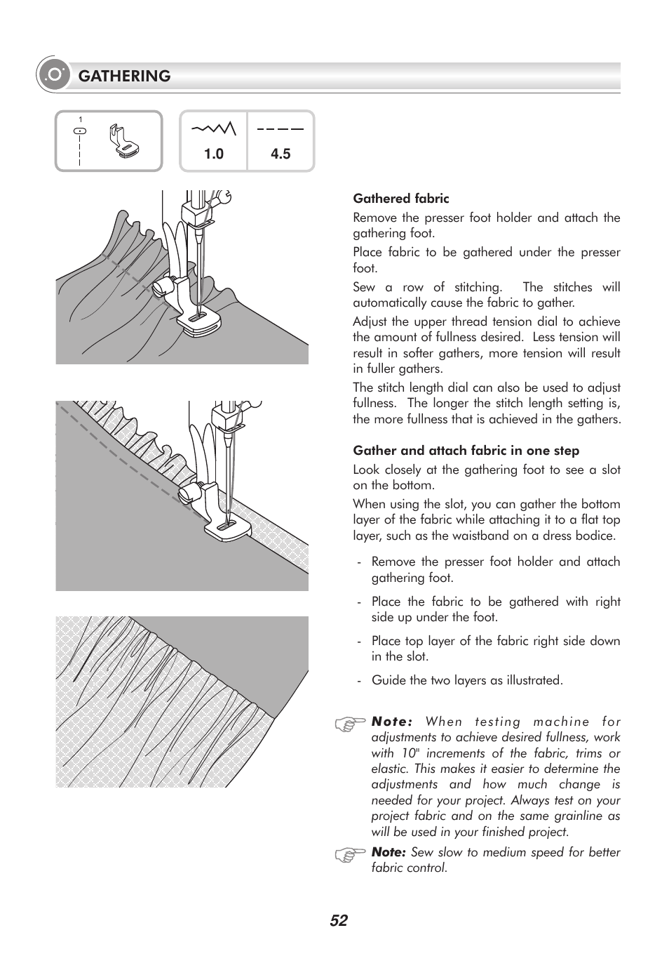 Gathering | SINGER 9100 User Manual | Page 57 / 84