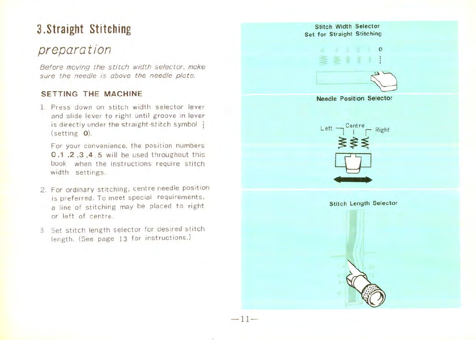 Preparation, Straight stitching | SINGER 9100 User Manual | Page 13 / 48