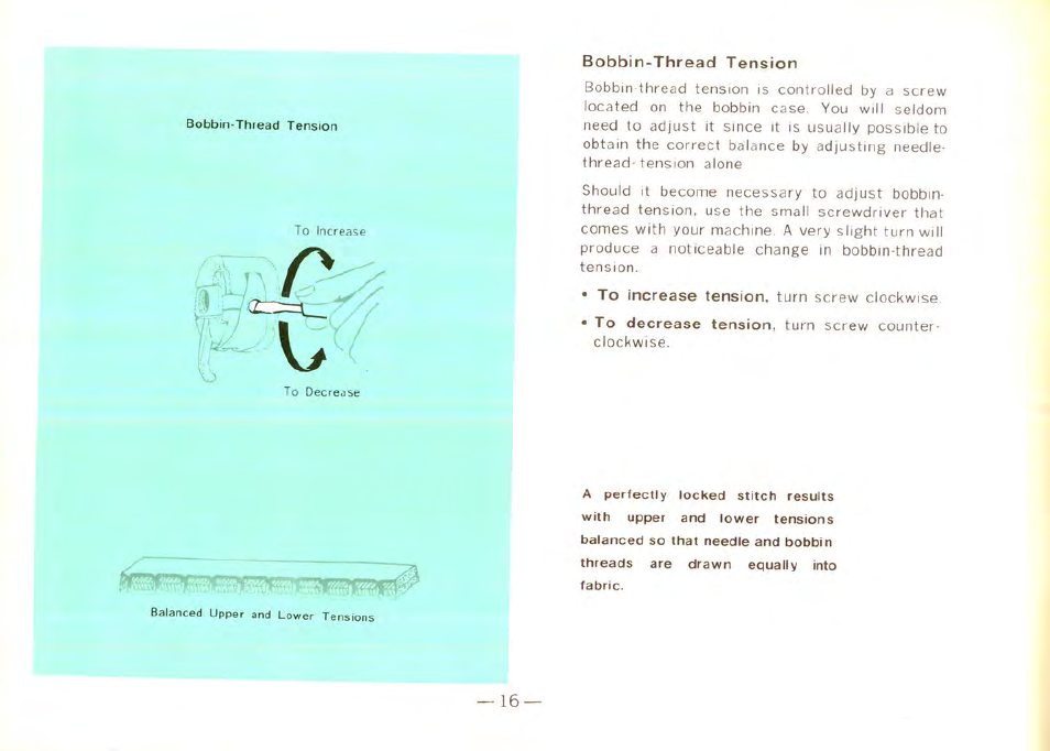 Bobbin-thread tension | SINGER 9100 User Manual | Page 18 / 48