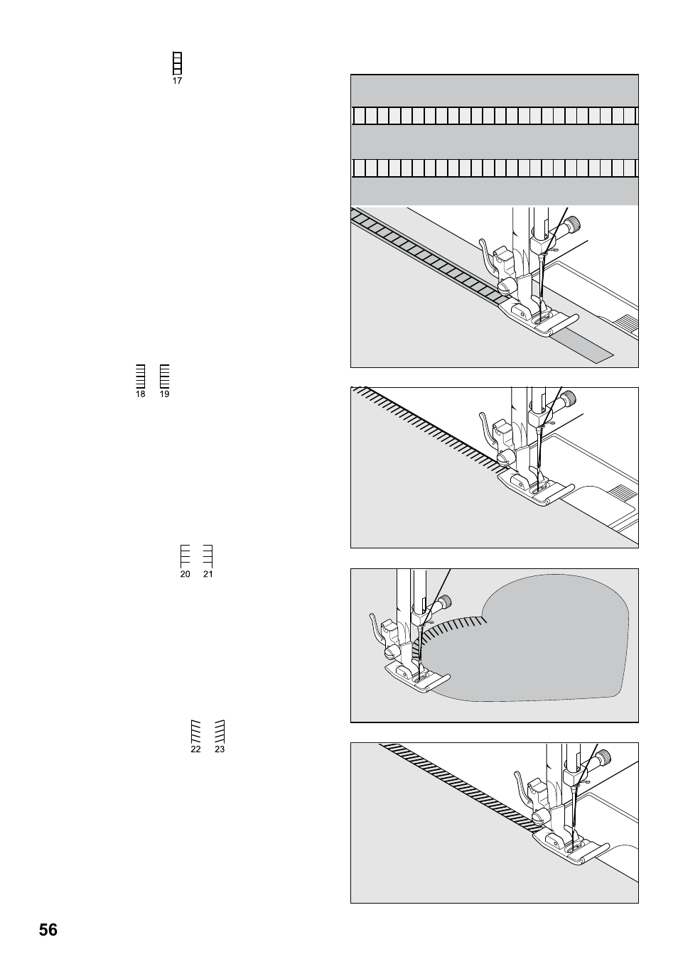 7285q 86_2012.7.5pdf_56, Ladder stitch, Pin stitch | Blanket stitch, Slant pin stitch | SINGER 7285Q PATCHWORK Instruction Manual User Manual | Page 58 / 84