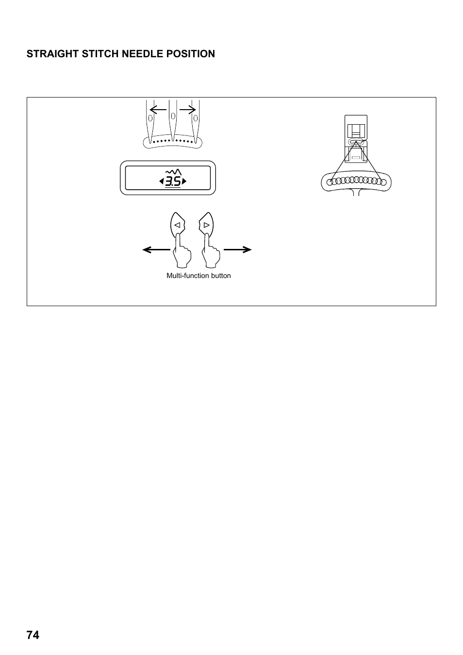 7285q 86_2012.7.5pdf_74, Straight stitch needle position | SINGER 7285Q PATCHWORK Instruction Manual User Manual | Page 76 / 84