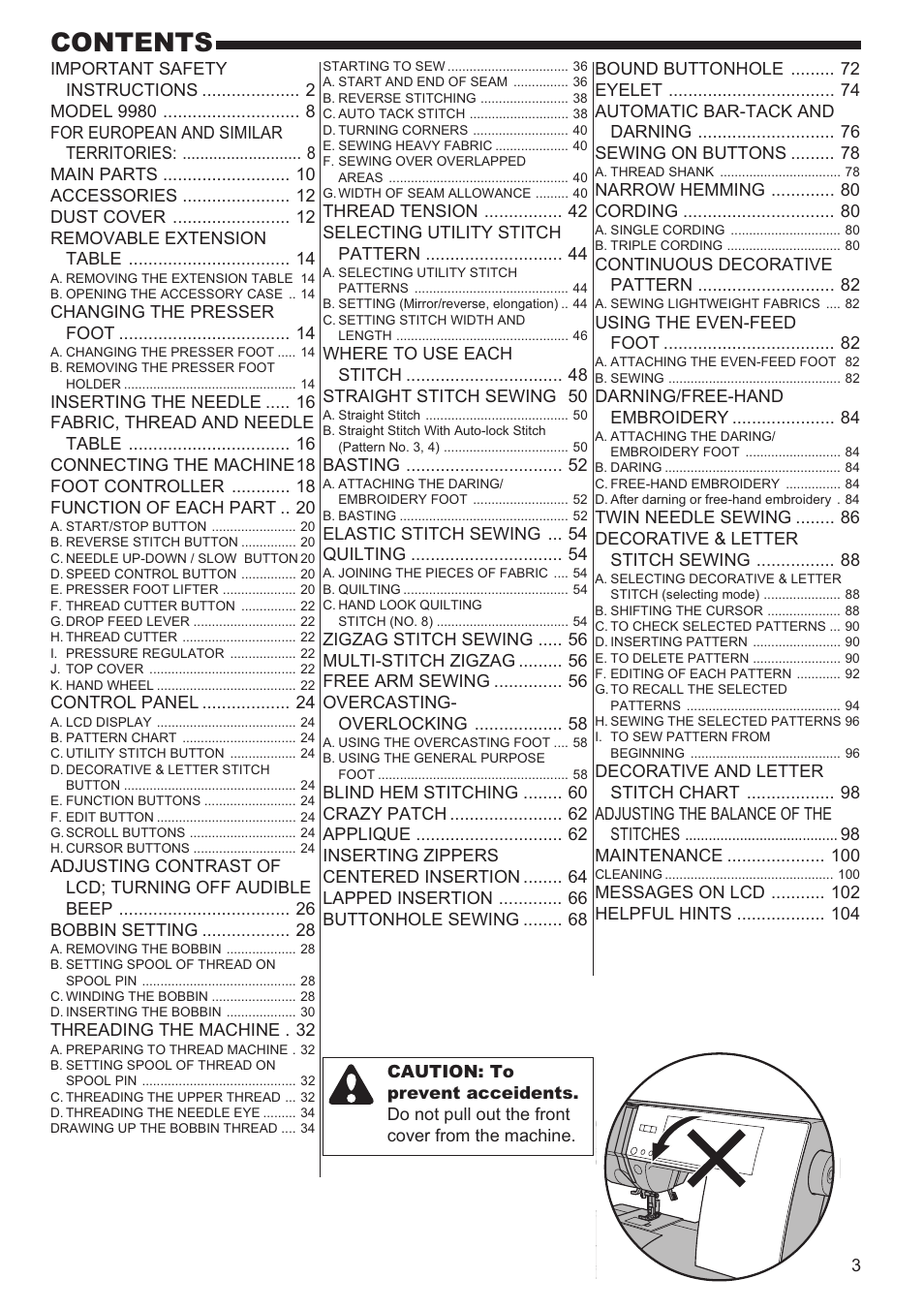 SINGER 9980 QUANTUM STYLIST User Manual | Page 3 / 108