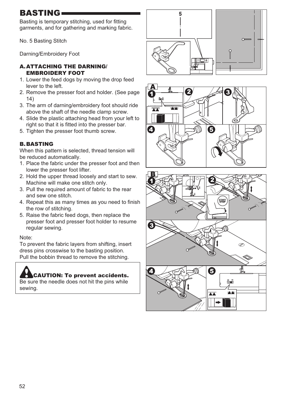 Basting | SINGER 9980 QUANTUM STYLIST User Manual | Page 52 / 108